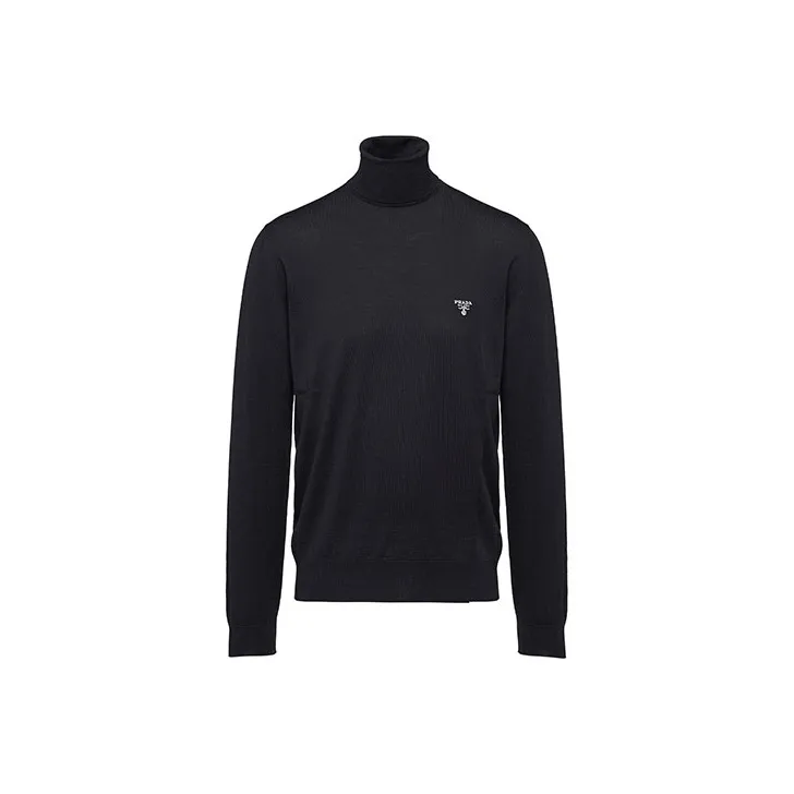 PRADA Logo Fine Knit Turtleneck Jumper-0
