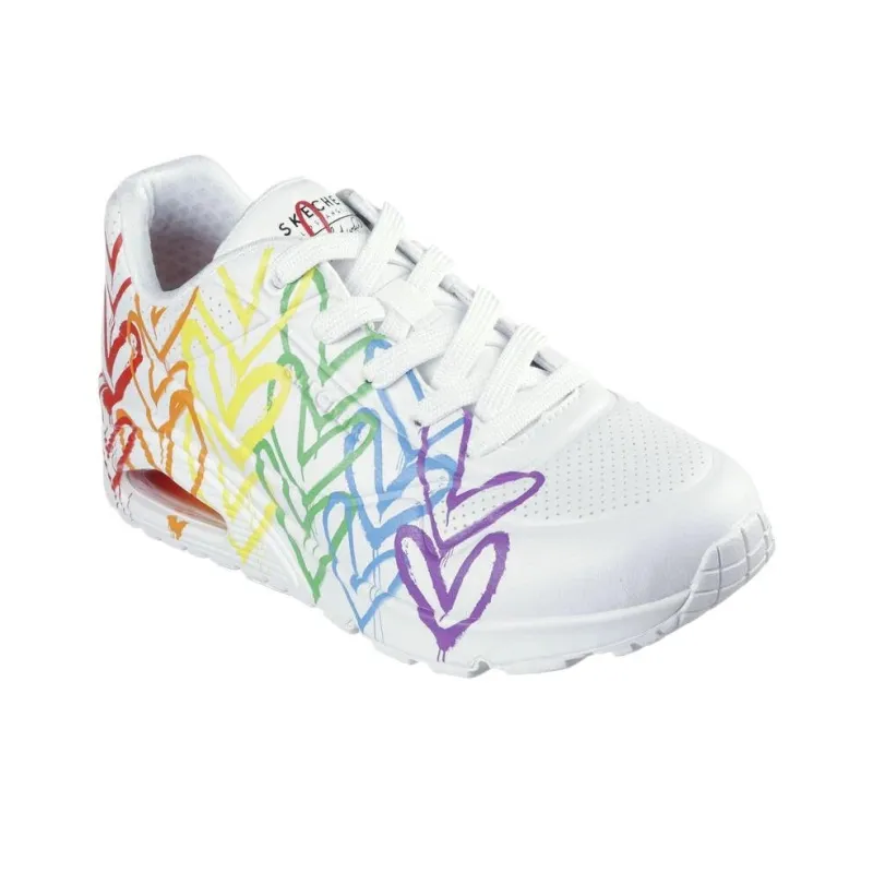Skechers Uno   Full Of Love Low Top Casual Shoes Women's White-2