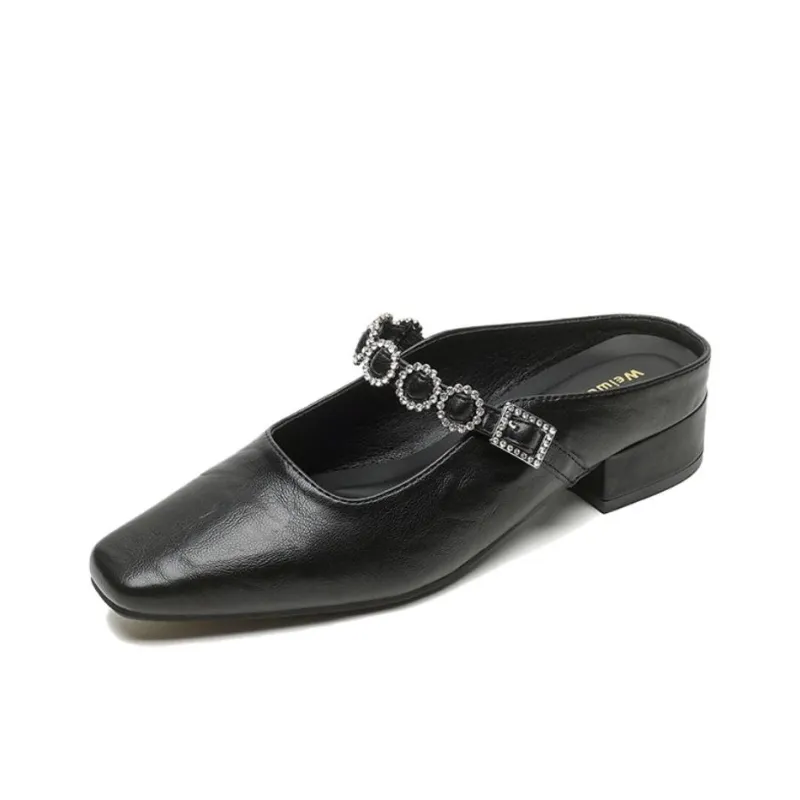 Than Than Me Rubber Sole Slip Resistant Closed Toe Slippers Women's Black-0