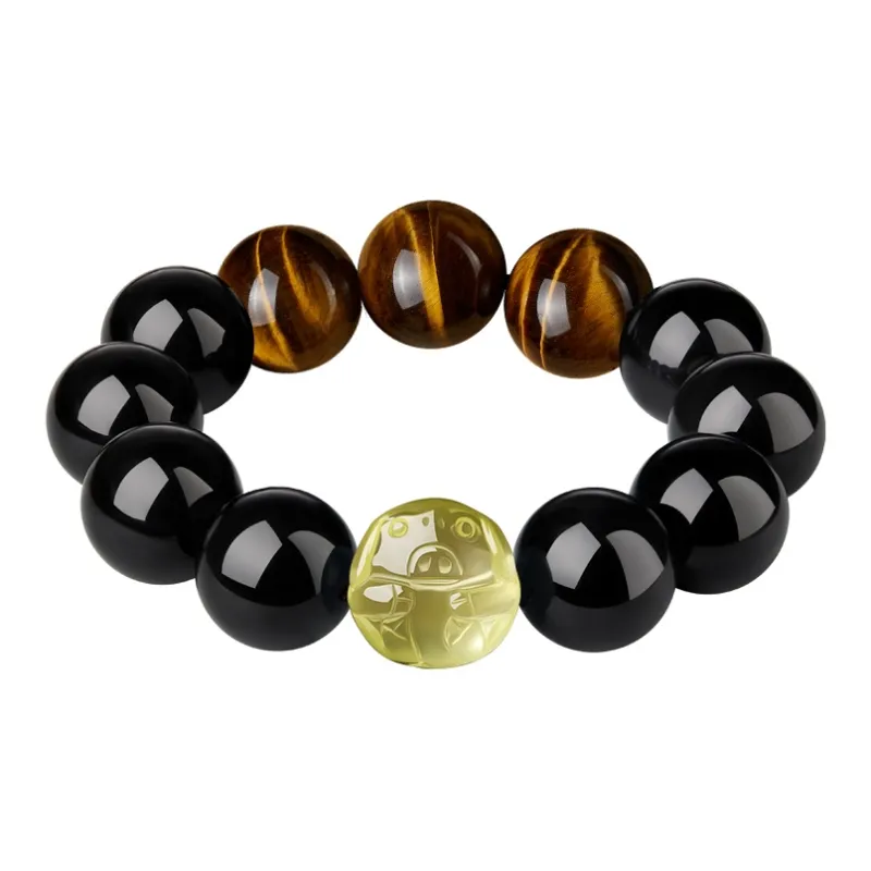 Moonstone Edge Natural Obsidian Bracelets Men's-17