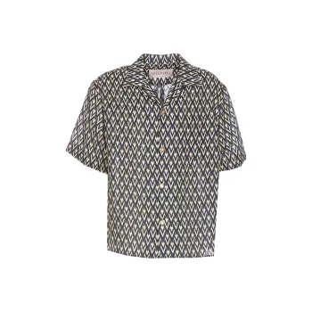 Valentino All Over Logo Patterned Button Up Shirt