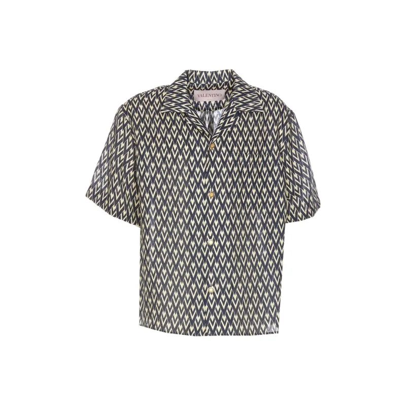 Valentino All Over Logo Patterned Button Up Shirt-0