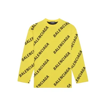 Balenciaga Allover Logo Knit Oversized Crewneck