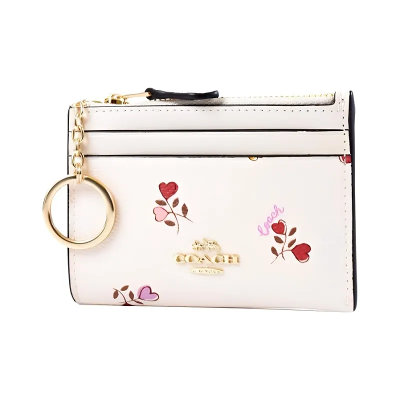 COACH Skinny Id Case Coated Canvas Card Holder Mini Women's Gold & Chalk Multicolor-1
