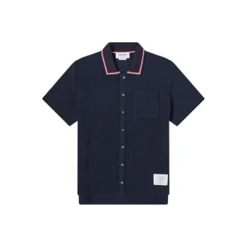 THOM BROWNE Textured Short Sleeved Polo Shirt