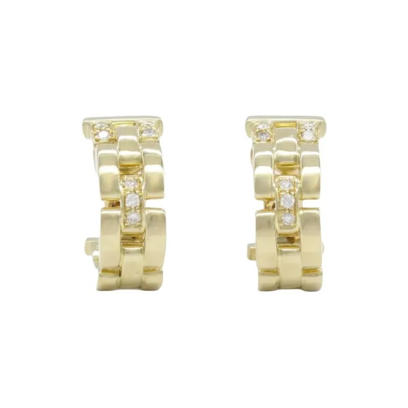 Cartier 2010s 18K Yellow Gold Panthère Diamond Hoop Earrings-3