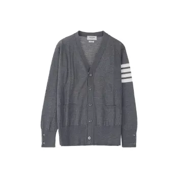 THOM BROWNE 4 Bar Striped V Neck Cardigan