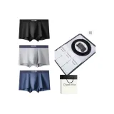 [904 Genuine Leather Belt]Seamless Modal[Black+Light Gray+Royal Blue]3-Pack Underwear Gift Box Set