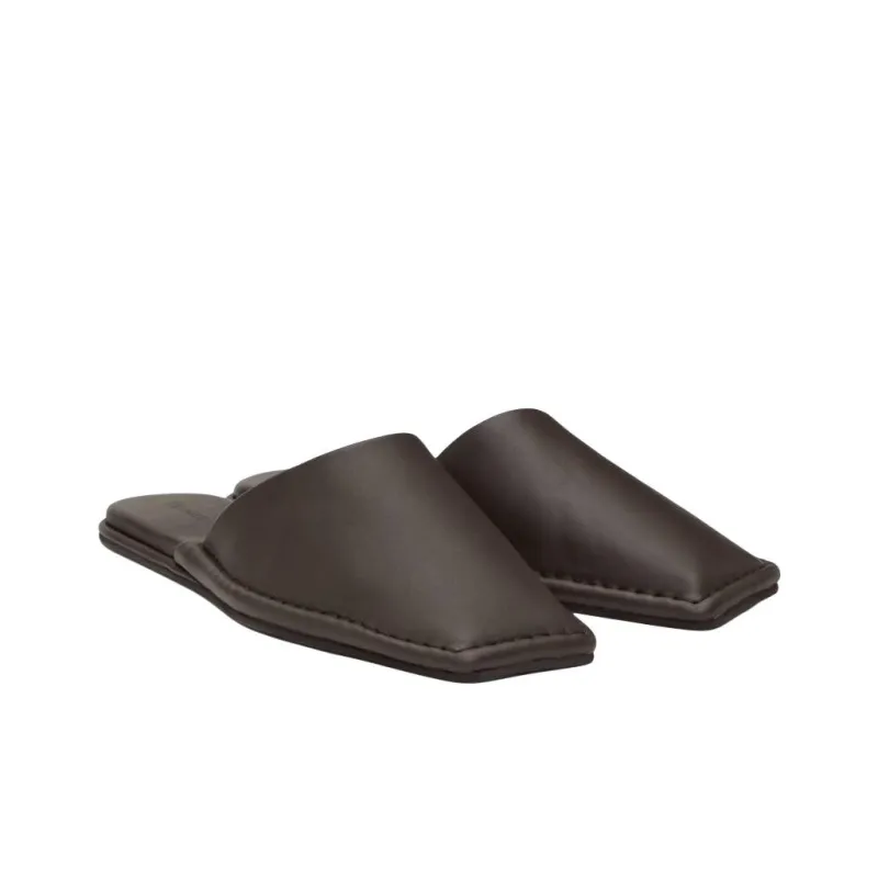 ST. AGNI Rubber Sole Wrap toe Slippers Women's Brown-2