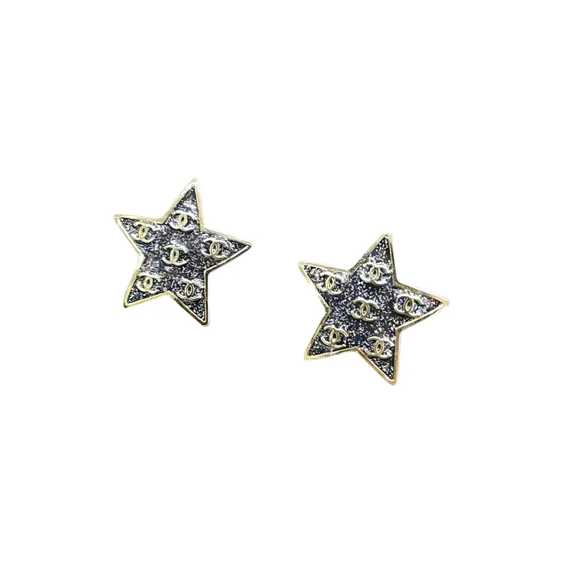 CHANEL Metal Stud Earrings Women's Gold/Black-1