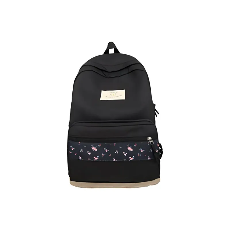 SEVENMOONS Nylon Fabric Backpack Women's Black/Pink/White/Blue/Green-0