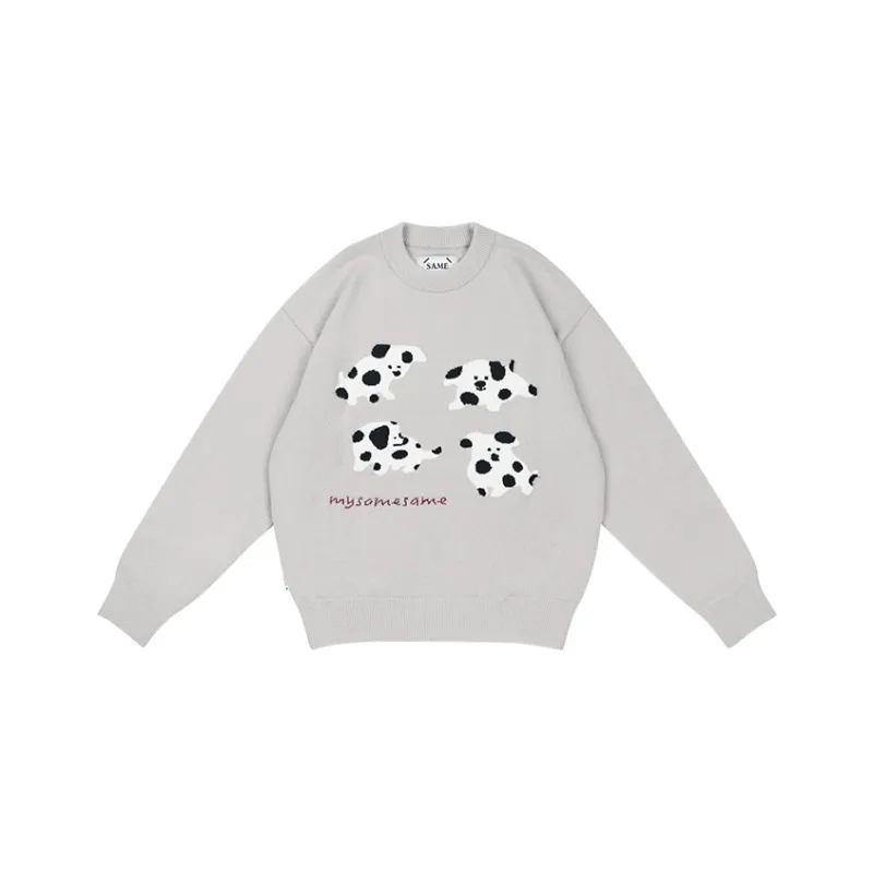 MYSAMESAME Spring Sweater Loose Fit Unisex Gray In Stock-3