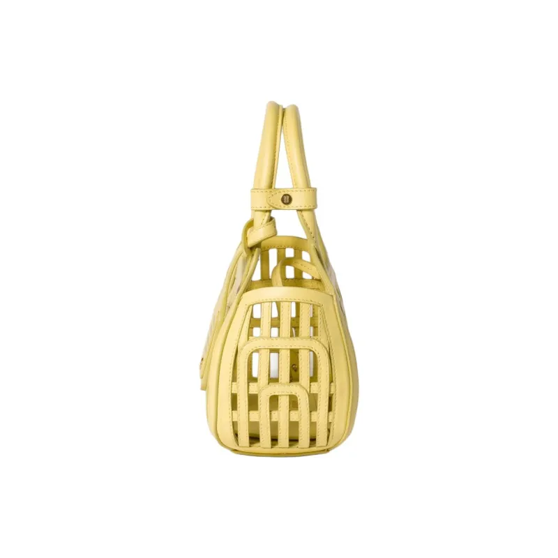 MIU MIU Calfskin One Shoulder Handbag Women's Lemon-2