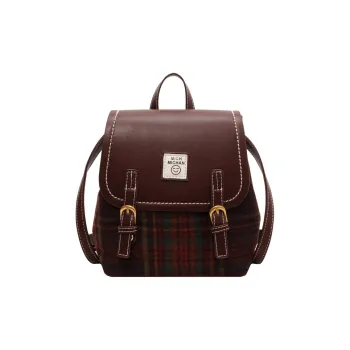 HCXK Woolen Backpack Regular Women's Red Plaid/Brown Plaid/Green Plaid