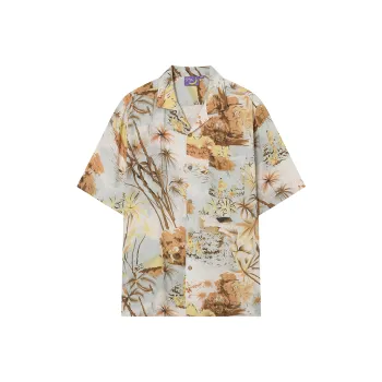 WULISHAONIAN Shirt Men's White With Yellow