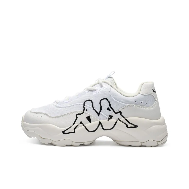 Kappa Anti Slip Wear Resistant Low Top Chunky Sneakers Unisex Classic White/Black-0