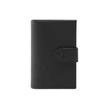 PINKO Cow Leather Passport Holder Unisex Black