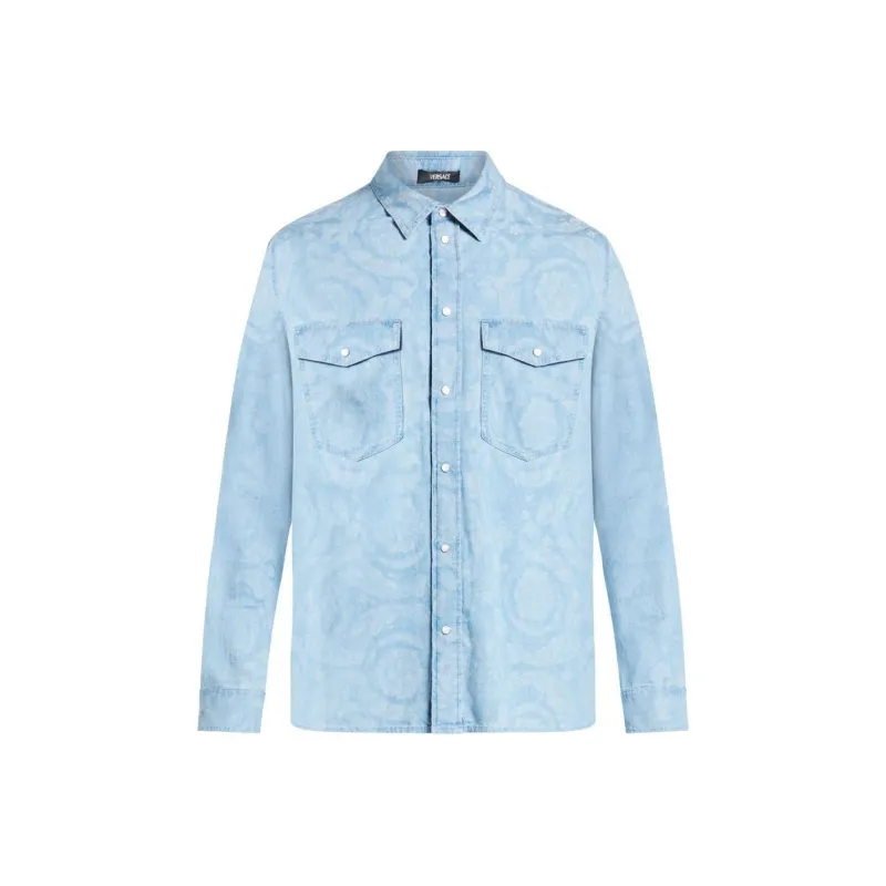 VERSACE Barocco print Denim Shirt-0