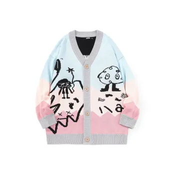 GENANX Sweaters Unisex Blue Pink