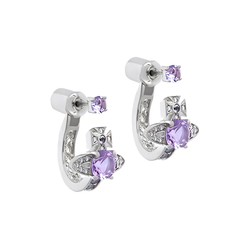 Vivienne Westwood Maitena Brass Earrings Unisex Silver/Purple-1