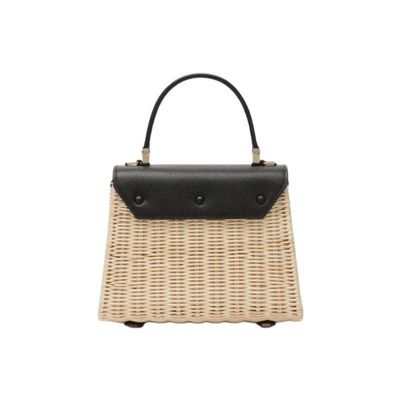 Valextra Iside Calfskin Shoulder Bag, Crossbody Bag, Handbag Mini Women's Beige & Black-1