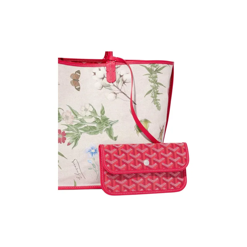 GOYARD Saint Louis PM Canvas With Leather Tote Bag, Shopping Bag, Handbag Small Size Women's Fuchsia-2