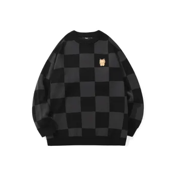TVX Sweaters Unisex Black Gray Plaid