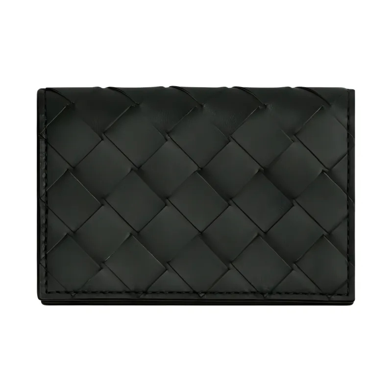 Bottega Veneta Cow Leather Business Card Holder Men's Dark Green-0