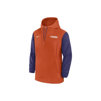 Nike Clemson Tigers Sideline Pre Game Player Men's Nike College 1/2 Zip Hooded Jacket