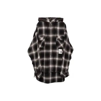 Maison Mihara Yasuhiro Check print Hooded Cotton Shirt