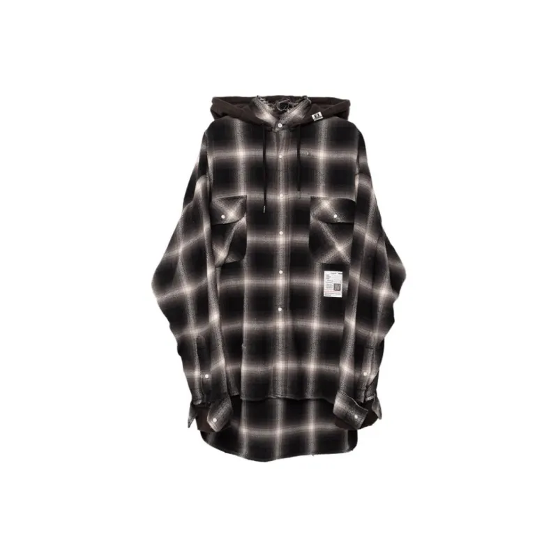 Maison Mihara Yasuhiro Check print Hooded Cotton Shirt-0