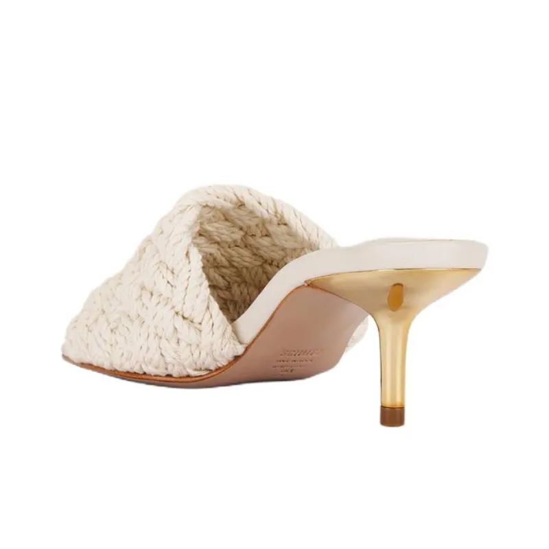 Schutz Slide Slippers 5.7cm Women's Beige-3