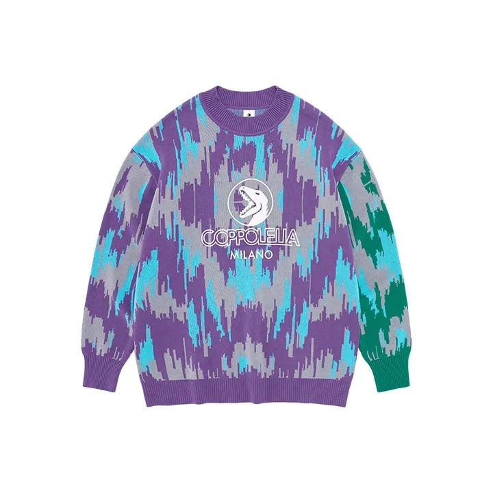 Loose Fit Sweater Unisex Camouflage Purple-0