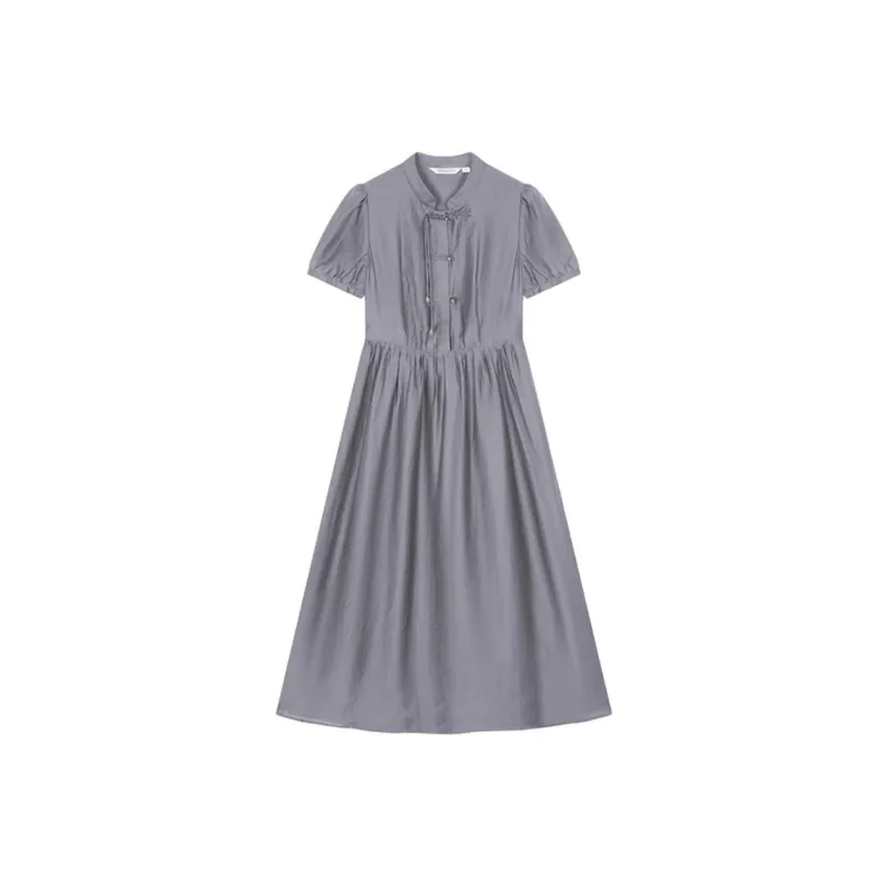 Mo Han Yi Mei Short Sleeved Dress Women's Light Gray-1
