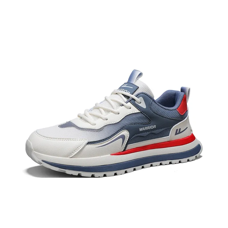 Warrior Anti Slip And Wear Resistant Height Increasing Low Top Casual Shoes Men's Beige Blue Red-1