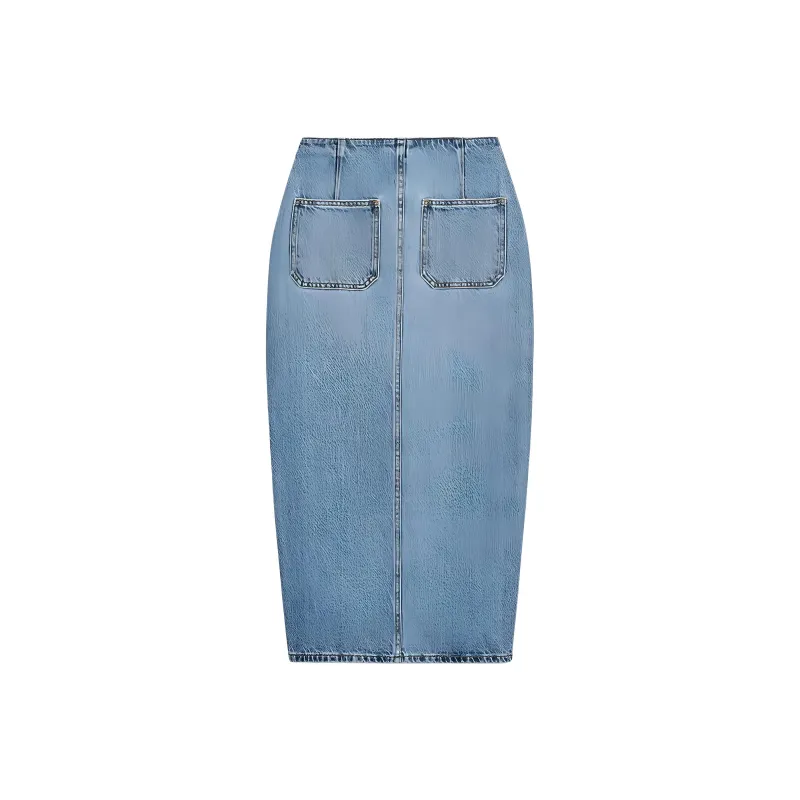 ZARA Denim Long Skirts Women's Medium Blue-1