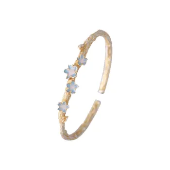 Stone Edge Poly Sterling Silver Bangle 999 Fine Silver Women's