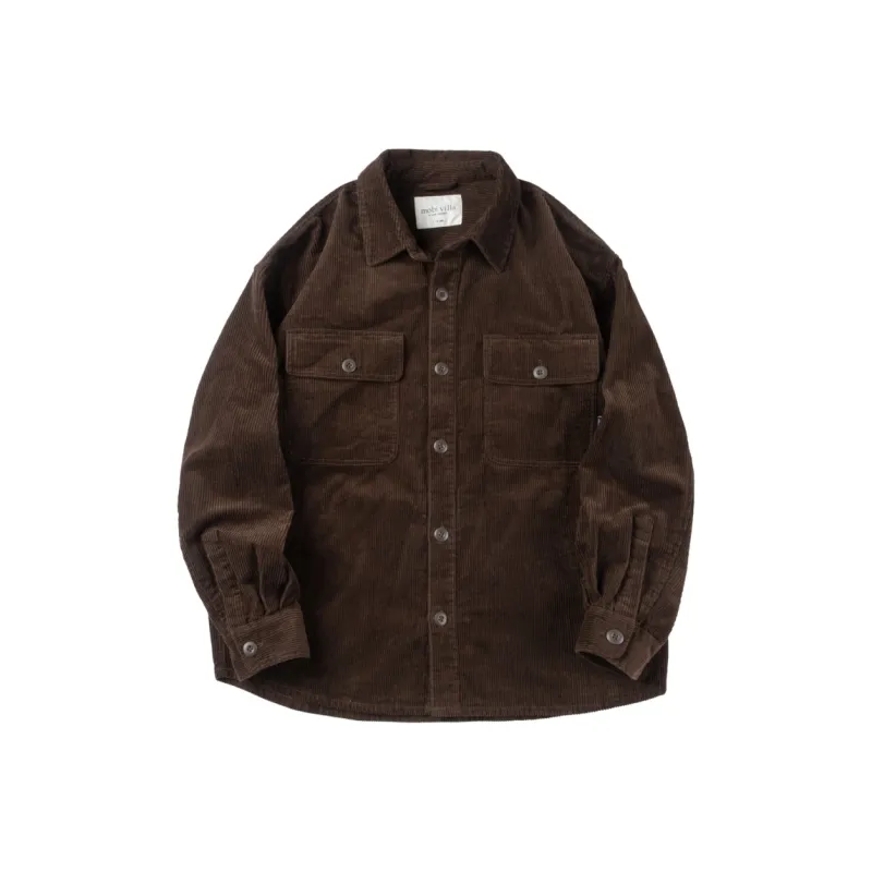 MOBI GARDEN Corduroy Shirt Coat Top Unisex Dark Coffee-0
