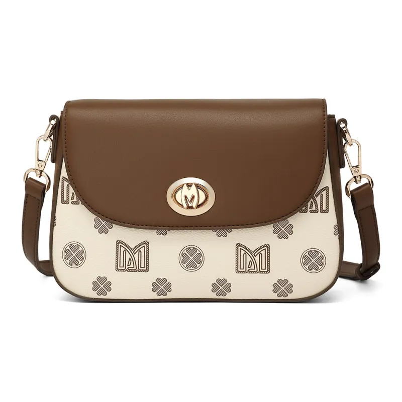 MEXICAN PVC Shoulder Bag, Crossbody Bag Women's Dark Brown/Ecru-5