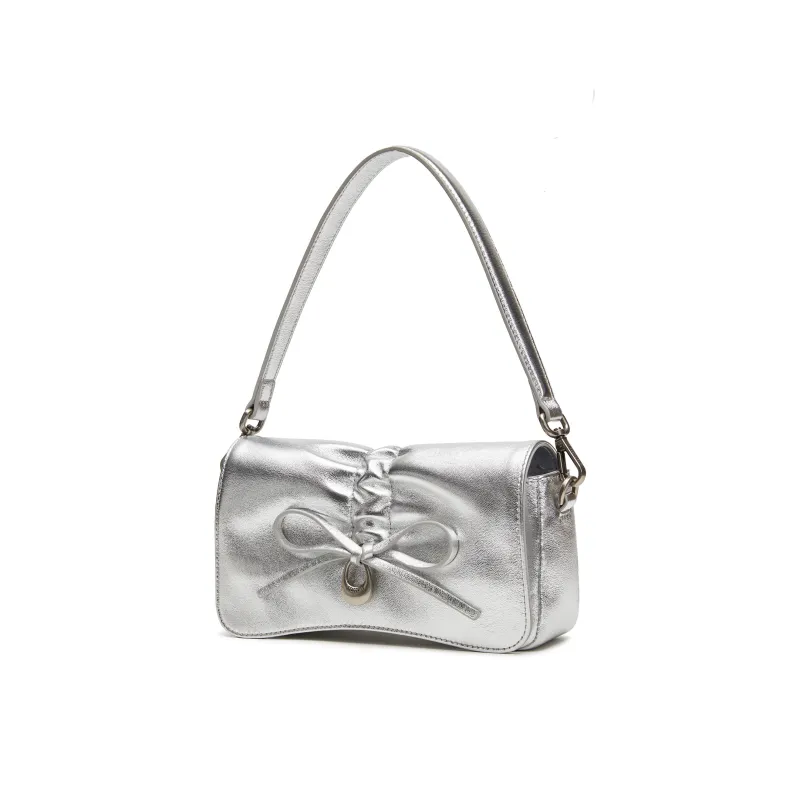 Staccato Sheepskin Shoulder Bag Trumpets Women's Starlight Silver/Vintage Dark Coffee-1