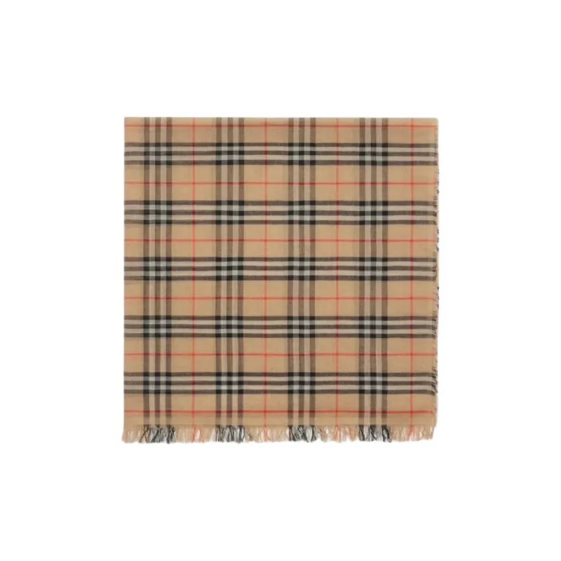 Burberry Cotton Knit Scarves Women's Khaki-1