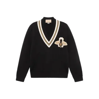 GUCCI Wool Sweater With Bee Appliqué