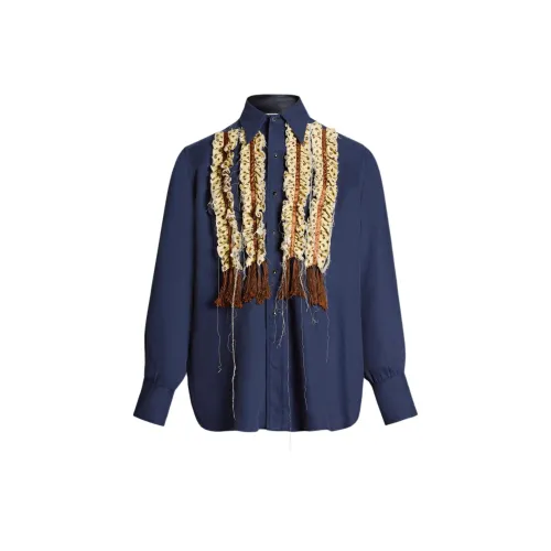 Maison Margiela FW23 Shredded Scarf Shirt Shirt Men's Blue