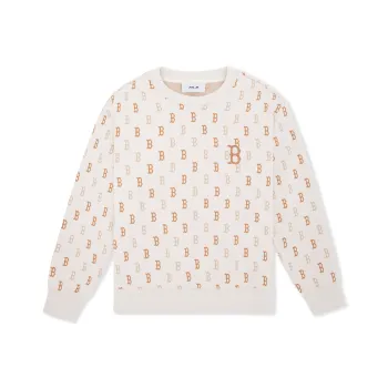 MLB MONOGRAM Collection Boston Red Sox 24FW Crewneck Sweatshirt Unisex Dark Cream