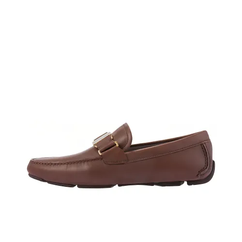 FERRAGAMO Vara Bit Solid Color Slip on Casual Single Shoes Men's Dark Brown