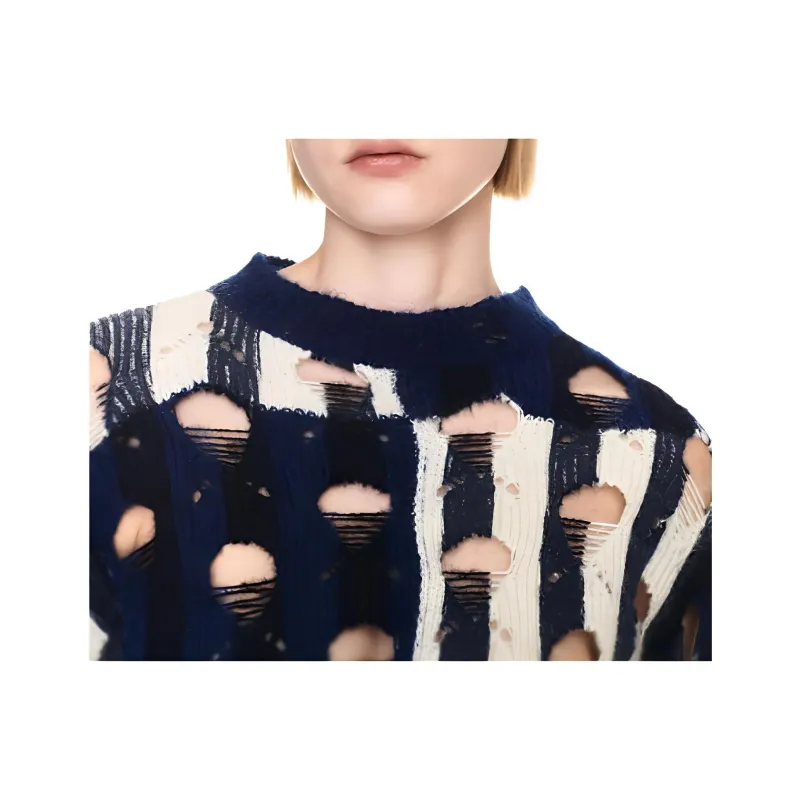 OFF WHITE Shibori Distressed Crewneck Long Sleeved Jumper-4