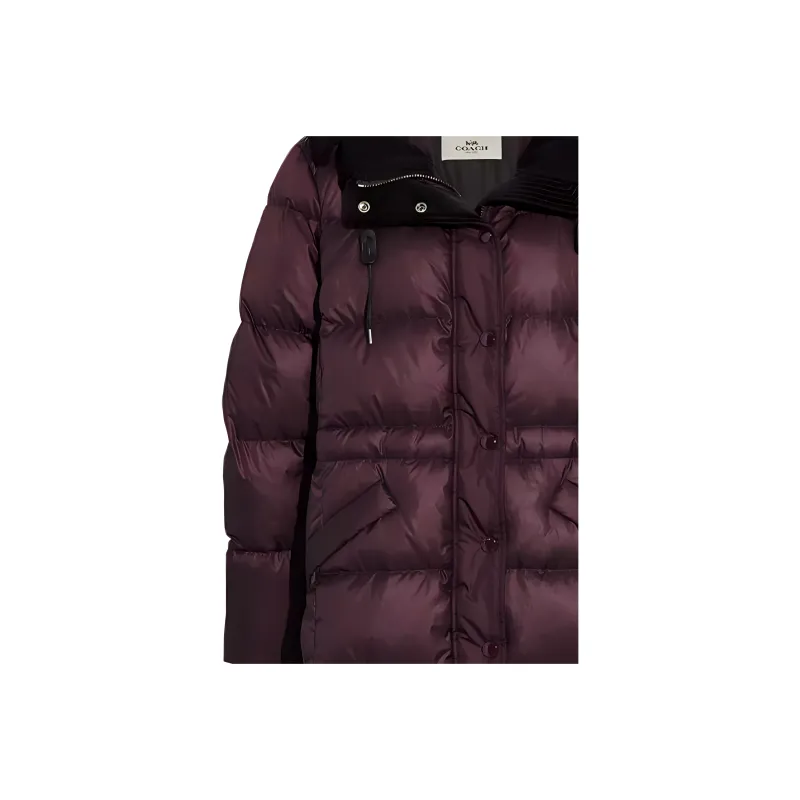 COACH Puffer Jacket Women's Burgundy-2