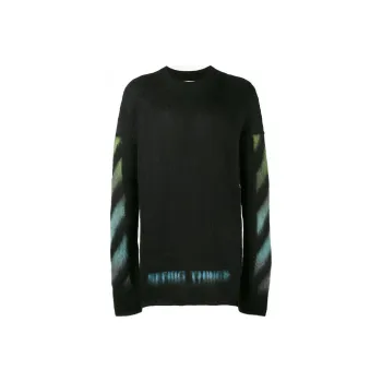 OFF WHITE Sweater Loose Fit Style Men's Turquoise