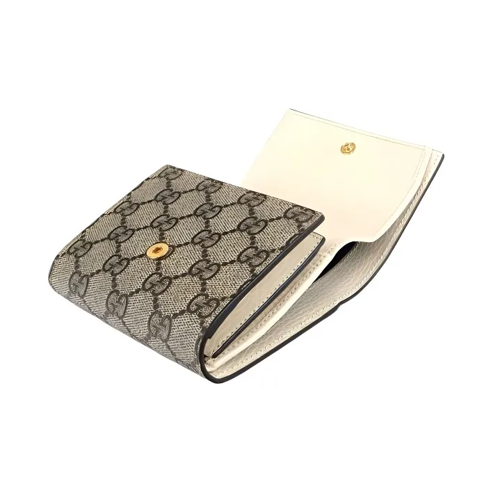 GUCCI Marmont Canvas With Leather Wallet Regular Women's White-3