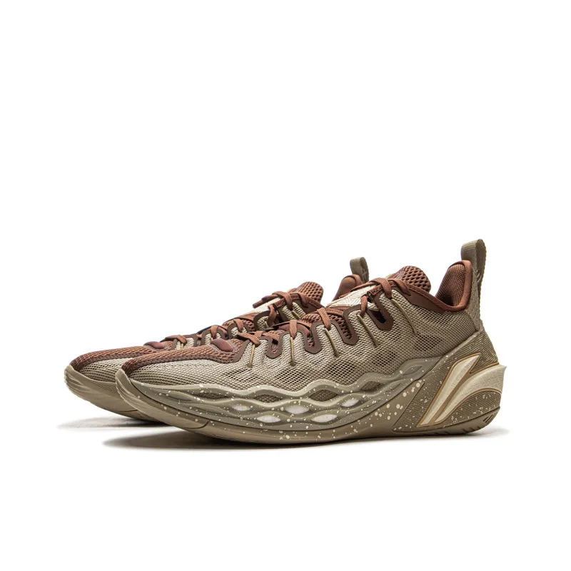 LiNing Buckets Cushioning, Slip Resistant, And Breathable Low Top Basketball Shoes Men's Umber-2